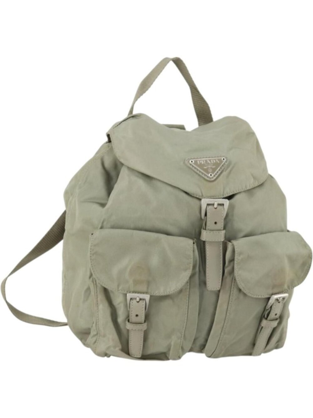 PRADA Backpack Nylon Beige Silver